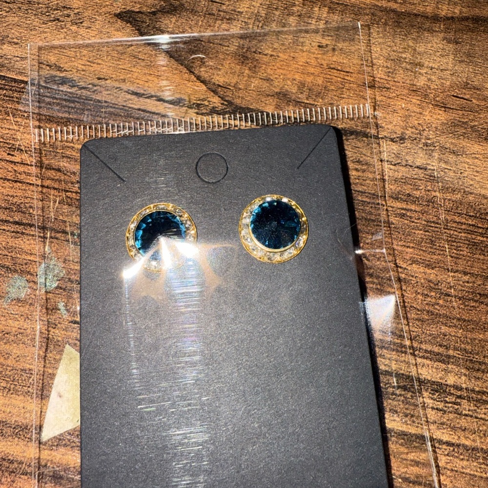 Elegant Gold and Blue Stud Earrings